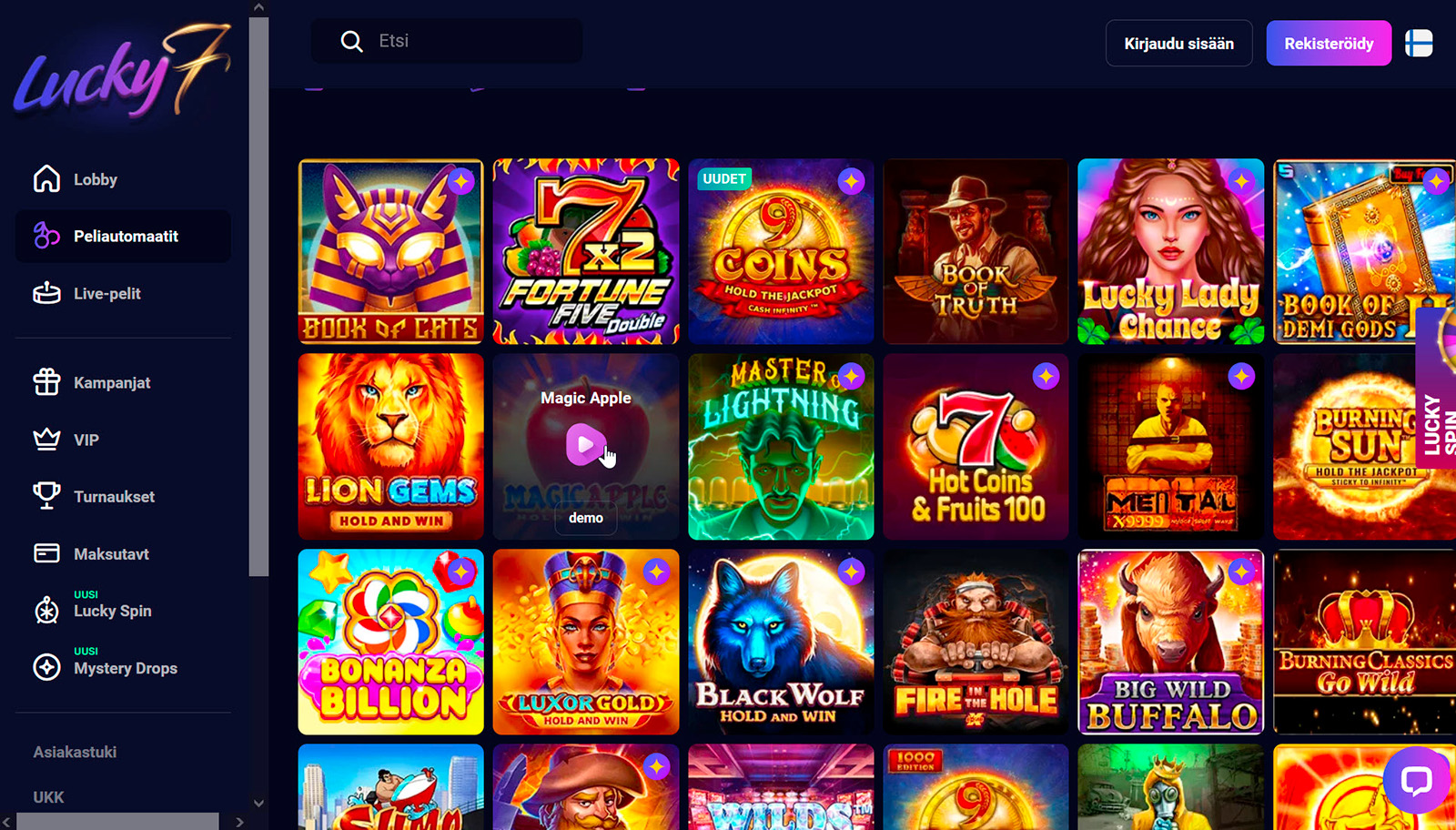 Lucky7even kasinopelejä